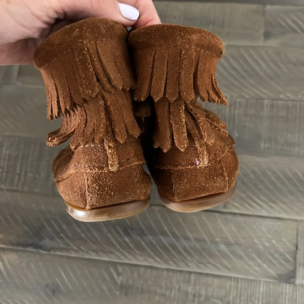 Minnetonka Double Fringe Side Zip Boot